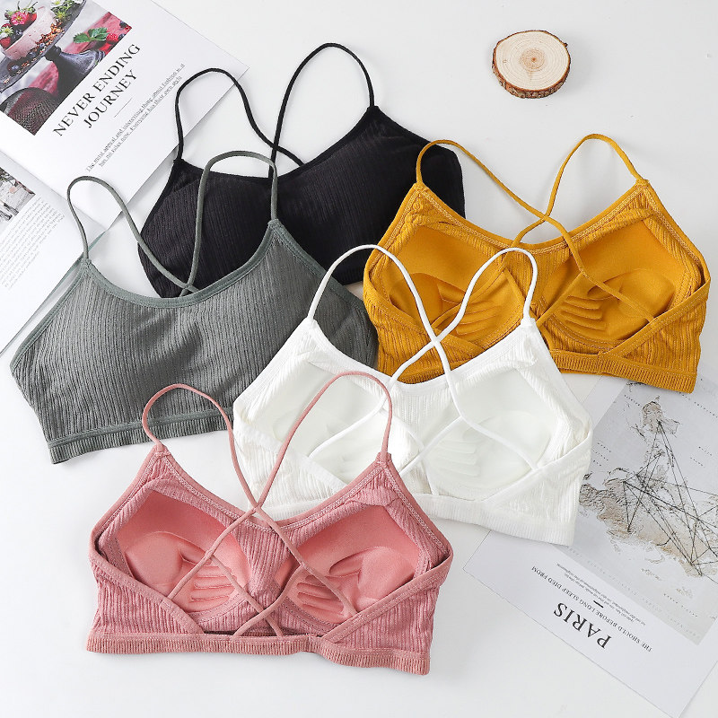 Pure Cotton Back Cross Beauty Back Harness Mesh Red Pops Underwear One-piece Bra Wrap Breast-breasted Women Poly Vest