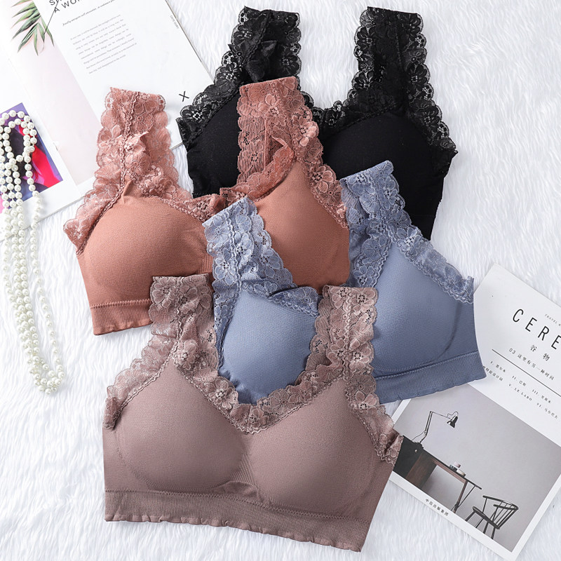 Lace Small Can Love Beauty Back Harness Mesh Red Pops Underwear Women No Steel Ring Sports Vest Style Wrap Breast women Poly Bra