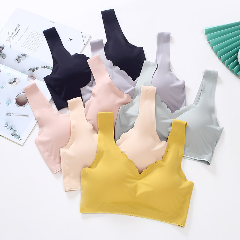 Lingerie Women No Steel Ring Sports Vest Type U Shaped Beauty Back Bra 2021 Harness Mesh Red Burst Ice Silk Bra