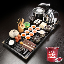 Stainless steel bottom solid wood tea tray Kung Fu tea set Household with kettle tea Sea office meeting tea table split