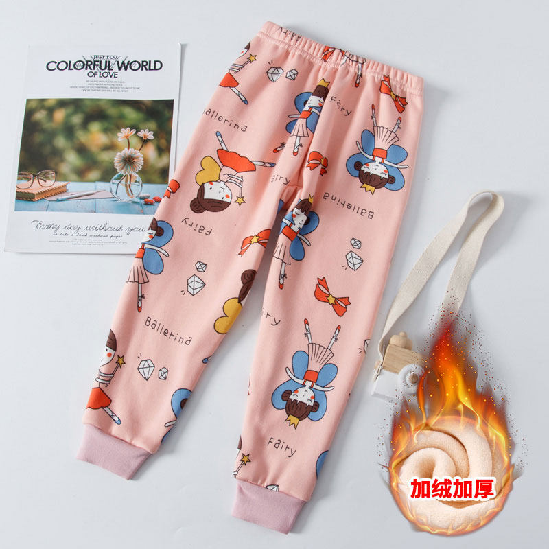 Children plus plus thick warm pants boys and girls middle children underwear warm pants plus down pants boys plus plush underwear