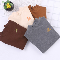 Girl Jersey Undershirt 2021 Autumn Winter Dress Pure Color Middle Collar Boy T-shirt Children Baby Foreign Polo Fur Elastic Blouse