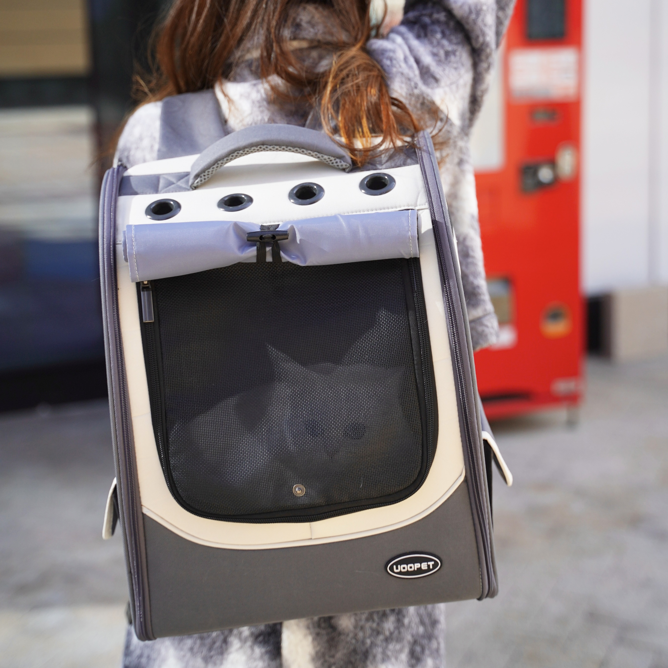 Cat bag going out portable shoulder cat cage large-capacity cat bag summer breathable dog bag portable roller shutter cat litter