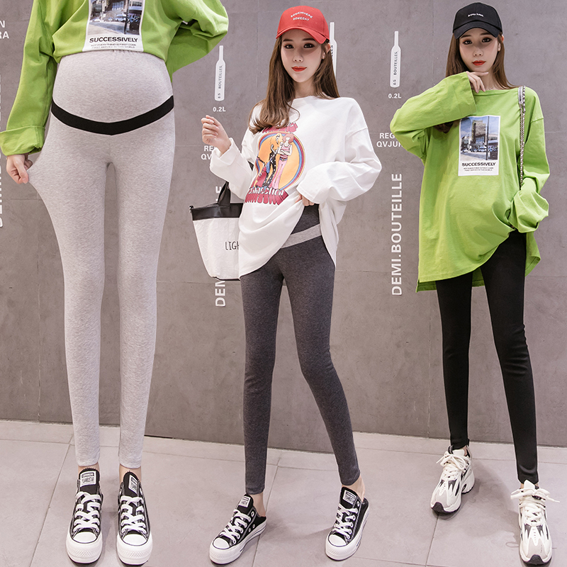 Pregnant women's pants 2021 new fall pregnant woman inner lap pants collage cotton quality Belly Spring Autumn 100 Ride Thin Comfort