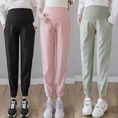 Maternity pants pants summer thin outer wear trousers sports nine-point inner pants cotton and linen pants wide-legged pants spring summer