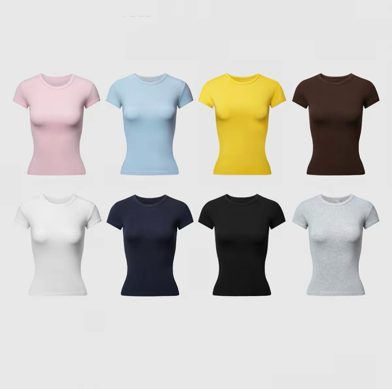 Kendall Jenner Skims Kim Kardashian Top T-Shirt Short Sleeve Stretchy Kylie Same Style Ribbed Cotton Crew Neck Base Layer Kendall Jenner Skims Kim Kardashian Top T-Shirt Short Sleeve Stretchy Kylie Same Style Ribbed Cotton Crew Neck Base Layer