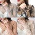 Thấp cổ áo ren ren đáy-out thường vải tuyn dài tay phụ nữ nhìn xuyên thấu bên trong phiên bản Hàn Quốc 