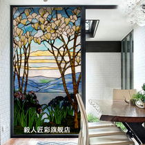 Tifani Church Glass Art Colour mosaic doors and windows Hyun Guan Partition Retro Living Room Aisle American