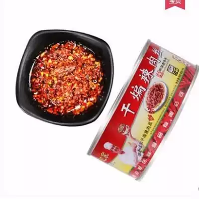Authentic Border Home, Shandong Linyi Old Village 186 grams of iron box dry stir-fried spicy pork chili sauce mixed rice 1 can specialty