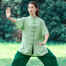 Pure beauty refreshing green tai chi suit female 2021 new high-end tai chi practice clothing summer season thin short-sleeved