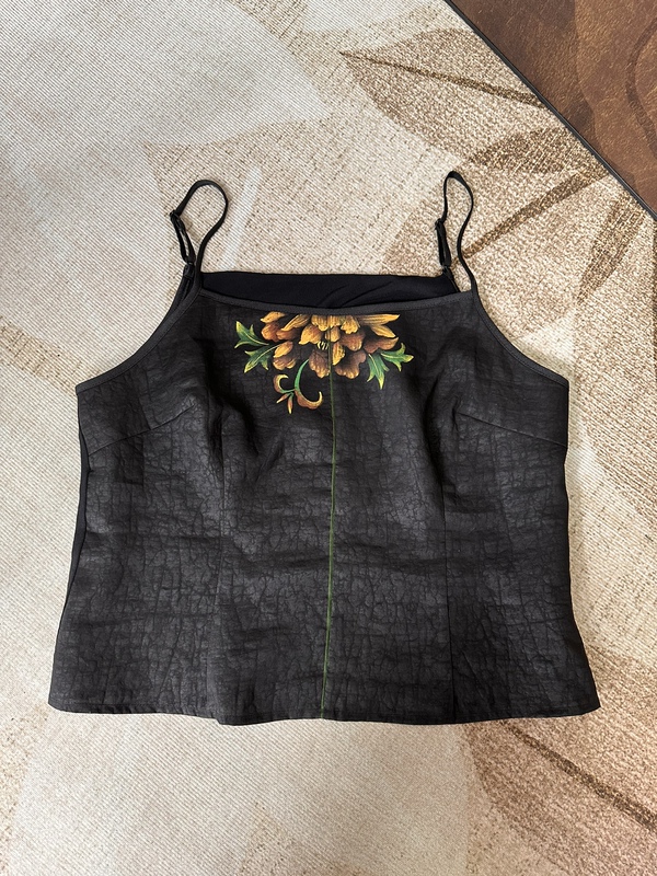 Yi Nianjia [Hand-Painted Vest] Xiangyunsha A-Grade Turtle Cracked Oil Turtle Hand-Painted Flower Adjustable Vest for Women, Versatile