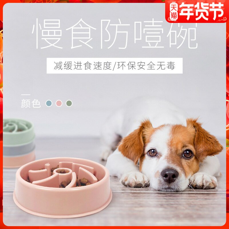 Pet dog anti-choking bowl slow food bowl with anti-skid mat cat dog learning feeding slow eating bowl Bowl meal device