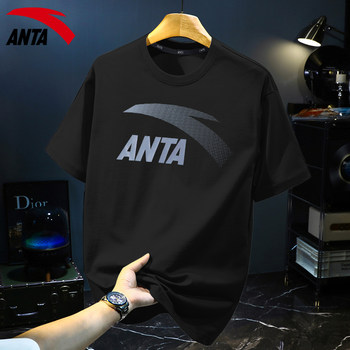 Anta sports short sleeve men's t-shirt big logo black