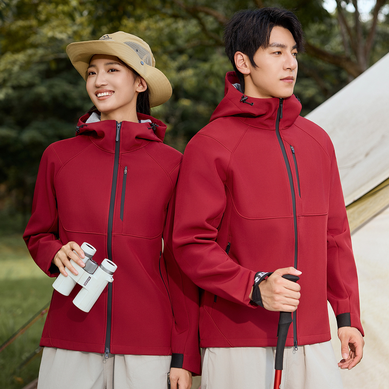 Red Hooded Softshell Jacket, Group Uniform, Workwear, Thickened Coat, 2026 New Autumn and Winter Unisex Jacket Red Hooded Softshell Jacket, Group Uniform, Workwear, Thickened Coat, 2026 New Autumn and Winter Unisex Jacket
