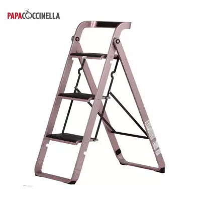 Papacoccinella climbing folding ladder Multi-function household herringbone ladder Dry rose aluminum alloy three-step ladder