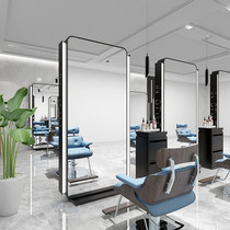 Barber shop new mirror table Net red hairdressing shop mirror hair salon special with lamp floor mirror single double mirror tide