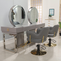 Hairdressing shop mirror table with lamp Net Red Barber shop perm dyeing table hair salon special with light double-sided haircut mirror four-sided haircut