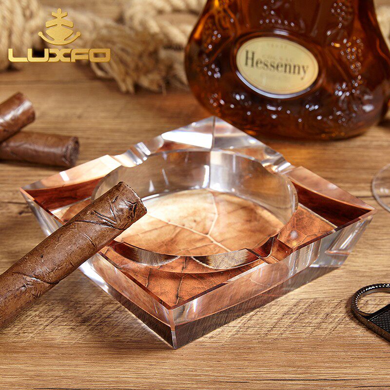 LUXFO Langyou personalized crystal cigar ashtray European-style large Cuban cigar ashtray home fashion ashtray