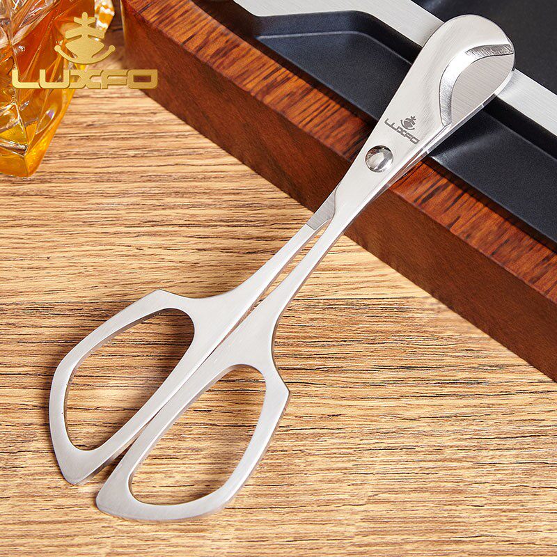 LUXFO Langyou long scissors large-caliber cigar cutter high-quality carbon steel cigar cutter cigar hole opener gift box