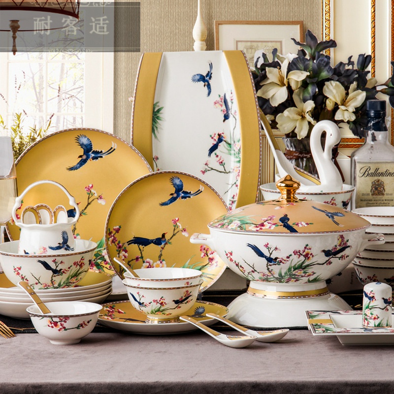 Hold to guest comfortable dishes suit household European - style up phnom penh jingdezhen ceramics tableware portfolio ipads bowls Chinese dish
