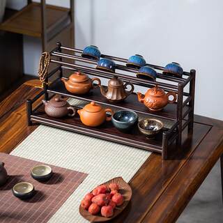 Light Luxury Desktop Teapot Rack, Office Small Display Rack, Teacup and Tea Set Storage Rack, Tea Room Tea Table Organizer, Chinese Style