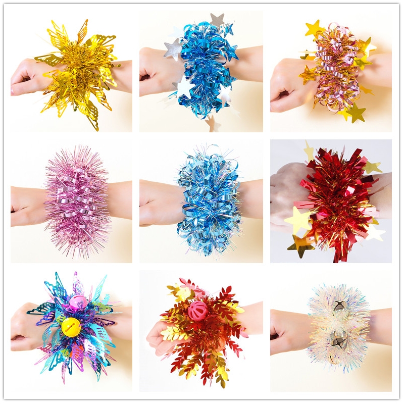 Children's performing hand flowers wrist Flower 61 Children's Day Kindergarten Dance Dance Performance Hand Ring Flowers Red Bracelet-Taobao