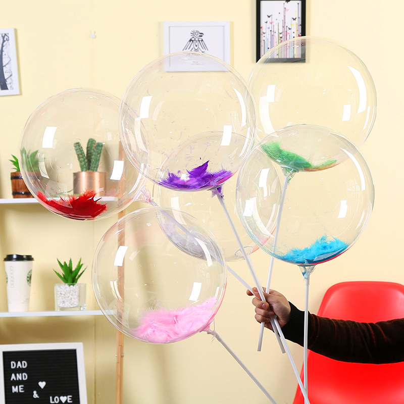 Net Red Popo Ball Wedding Wedding Wedding Wedding Arrangement Petal Feather Decorated Balloon Children Birthday Party Courthouse White