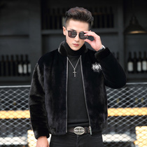 New mink leather big clothes mens whole mink fashion individuality leather grass jacket big coat mens mink fur integrated male