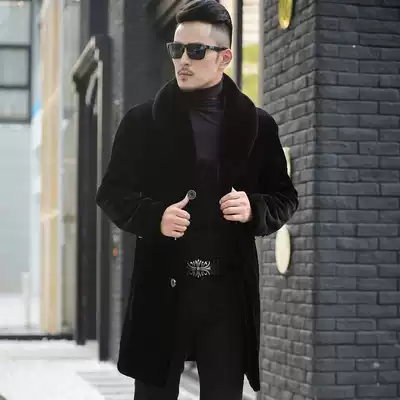 Imported mink jacket medium long version of mink coat men's whole mink fur fur men's fur trench coat
