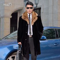 New mink leather Grand coat mens mink Russian Purple Mink Collar Leather Grass Mens Precious fur Fur Mink Fur Fur Coats