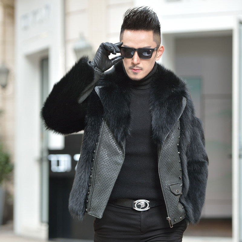Imported North American raccoon fur Leather Limited Edition Men's Leather Fur Integrated Mano Fur Coat Manna Fur Coat Mane Grass Whole Mink