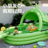 Надувной бассейн «Акула», детский дом, детский навес от солнца и солнцезащитный крем, большой семейный бассейн