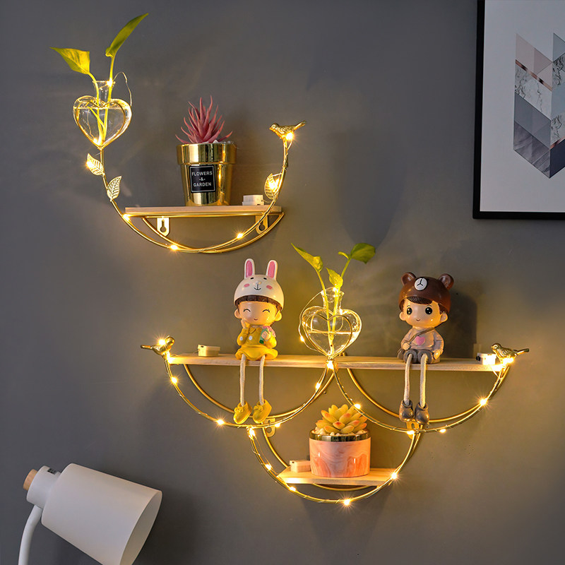 Nordic Ins Wall Shelf, No Hole, Creative Entrance TV Wall, Restaurant Image, Hanging Wall Decor Shelf 