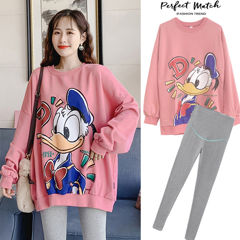 Pregnant women spring suit fashion two-piece set small foreign style maternity dress spring and autumn tops cover buttocks - Taobao