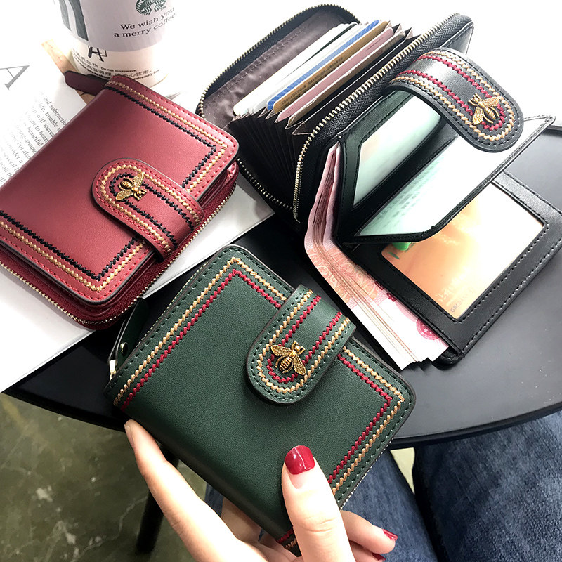 Multi-position driving license leather jacket women's delicate upscale large capacity short clip card bag integrated protective sheath two-in-one