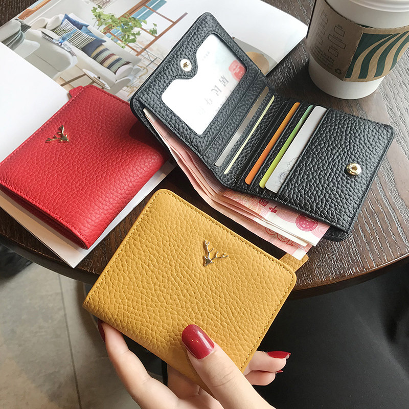 Wallet Girl Short Slim Niche Design 2022 New Net Red Card Bag Integrated Money Clip Fashion Short Clip Two-in-one