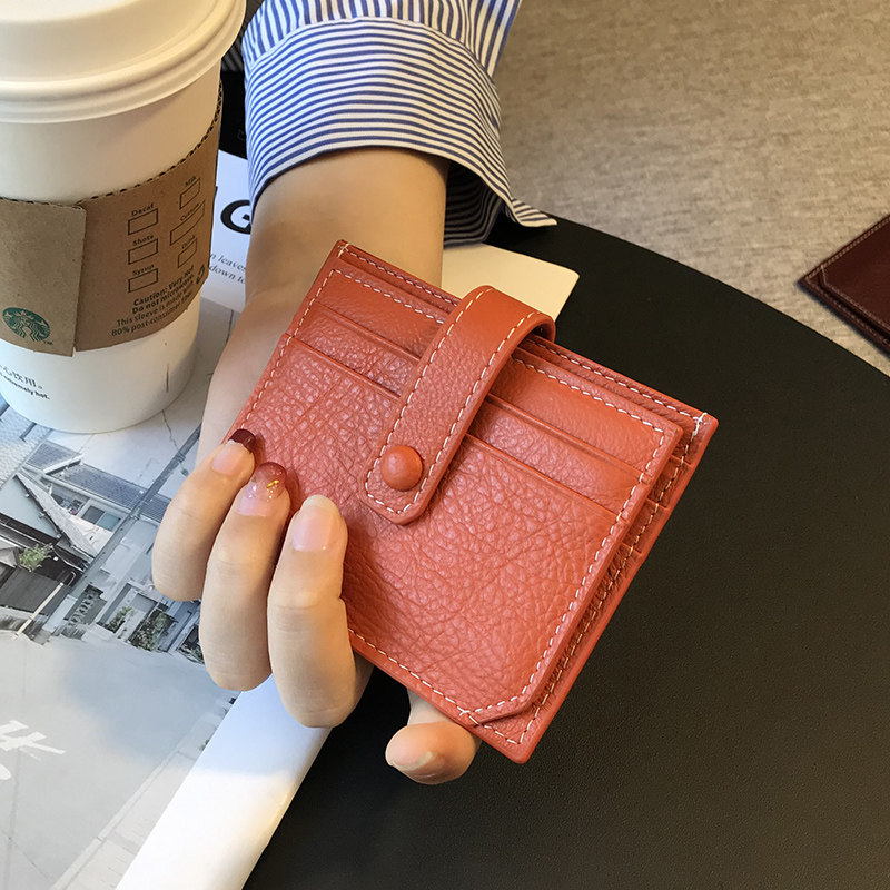 Leather card bag female small ultra-thin exquisite high-grade anti-degaussing Korean cute card bag personality card holder driver's license