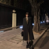 Черное шерстяное пальто, демисезонный костюм, 2024 года