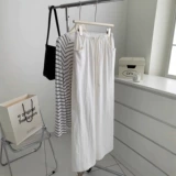 Белые тонкие штаны, подходит для подростков, свободный прямой крой, из хлопка и льна