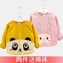 Blouse children baby waterproof and dirty eating bib apron baby autumn winter long sleeves inverted gown male and female reverse dress