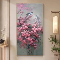 New Chinese Festive Upper Brow Pure Hand-painted Oil Painting Hyun Guan Magpie Report Happy Plum Hanging Painting Living-room Flower Bird Picture Decoration Peinture