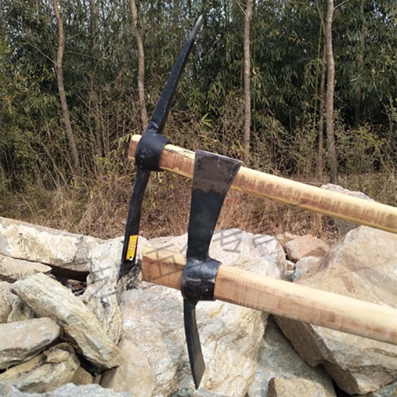 Cross pickaxe axe steel pickaxe head pickaxe excavation tree roots bamboo shoots coal tools outdoor pickaxe flat tip axe