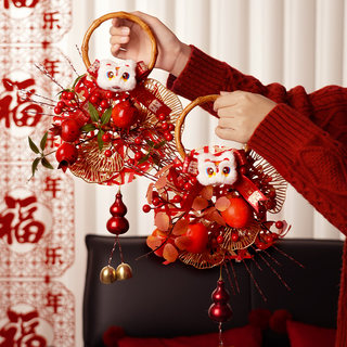 2026 Year of the Horse New Year Blessing Character Indoor Hanging Decoration for Entrance Door, Fortune Fruit Hanging Ornament, Spring Festival New Year Atmosphere Arrangement