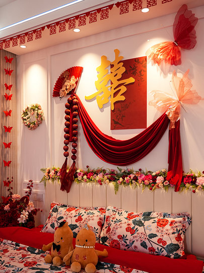 Wedding Celebration Character Kt Board Background Wall for the Newlyweds' Room, New Style Decoration for the Living Room Sofa, Complete Set
