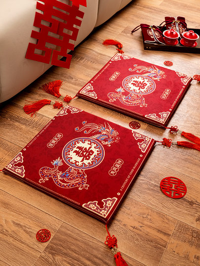 婚礼新娘改口敬茶磕头专用喜垫跪垫一对结婚垫子坐垫婚庆用品大全