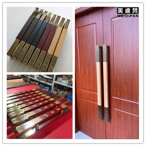 New Chinese wood door handle glass door handle hotel clubhouse door pull hand handle with frame door to spot the spot