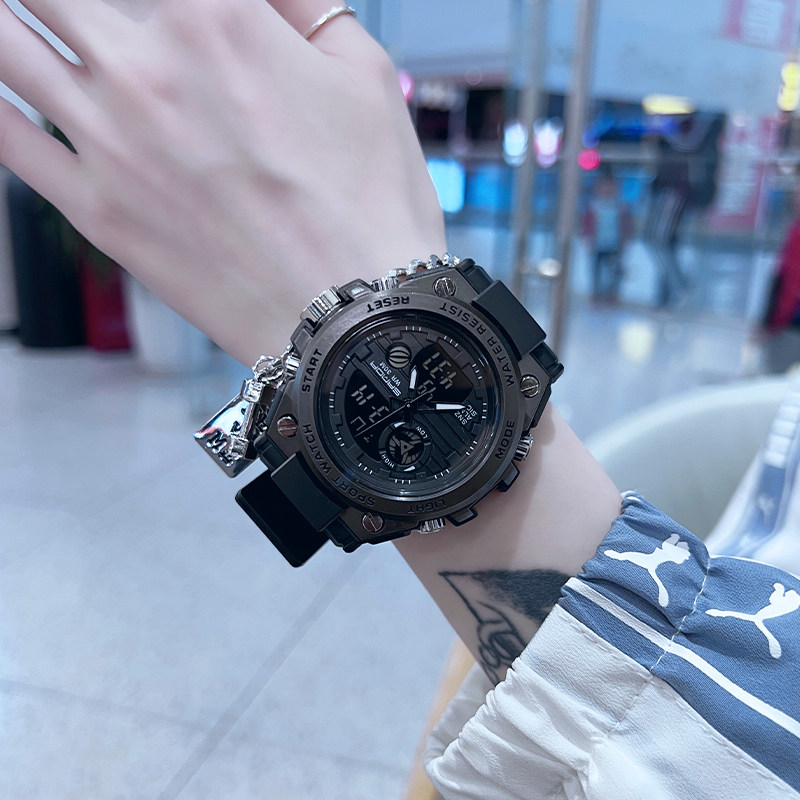 Black Warrior Watch Men's Electronic Watch Female Students Movement Trend Night Waterproof Strong Steel Heart