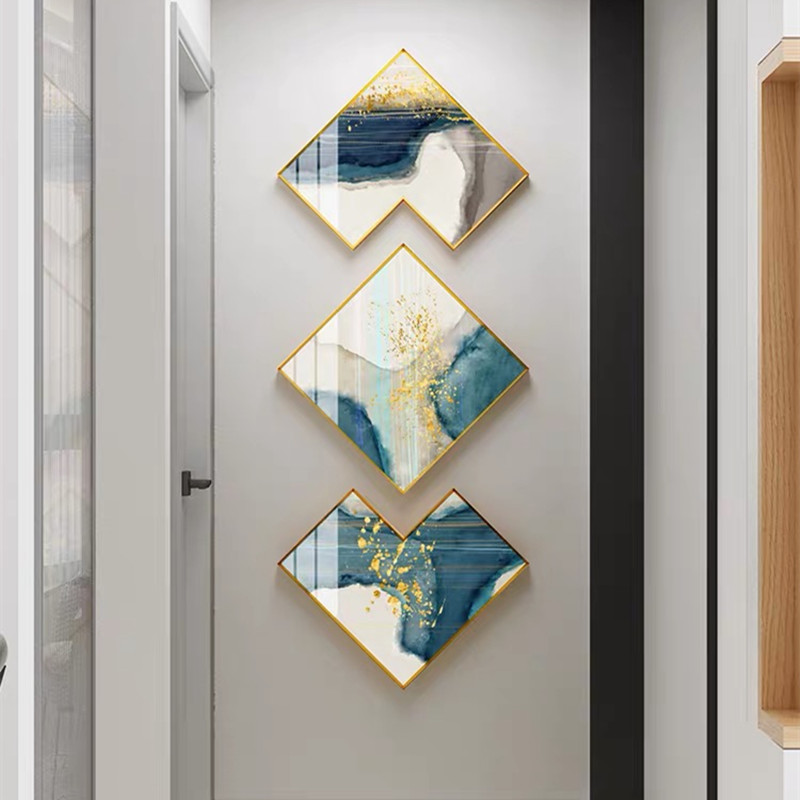 Nordic modern minimalist in the family of the family Xuan Guan Decorative Painting Light Extravagant Atmosphere Fresco Aisle Hallway Crystal Porcelain Painting Creative Hanging