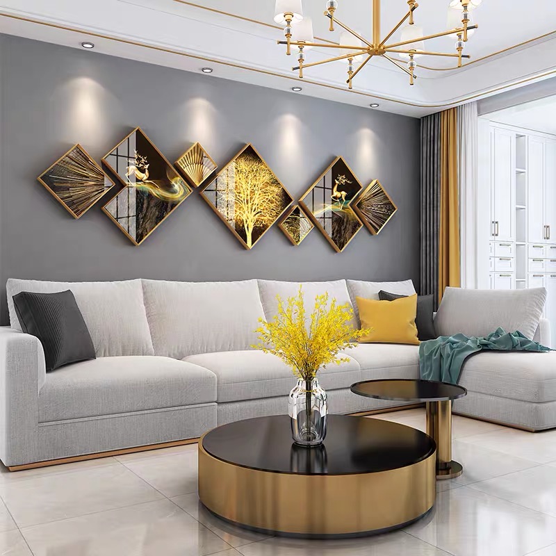 Modern minimalist Nordic photo wall free of punch sofa Background Wall upscale Atmosphere photo frame Creative hanging wall Composition