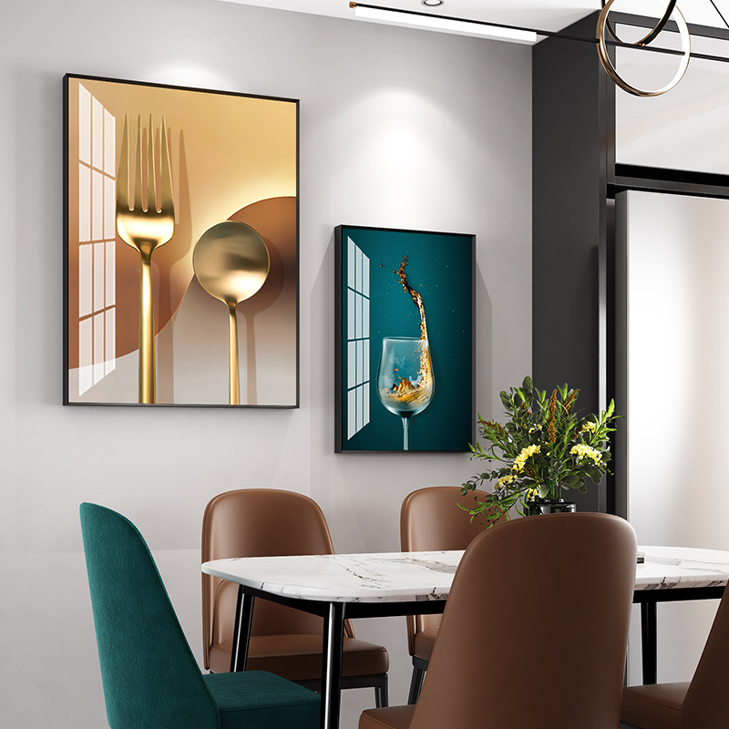 Nordic Dining Room Decoration Painting Free of punch hanging painting modern minimalist light extravagant dining hall Wall high-end creative background frescoes